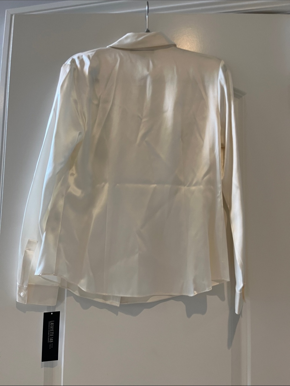 NWT Lafayette 148 Cream Silk Button-Down Blouse - Picture 2 of 4